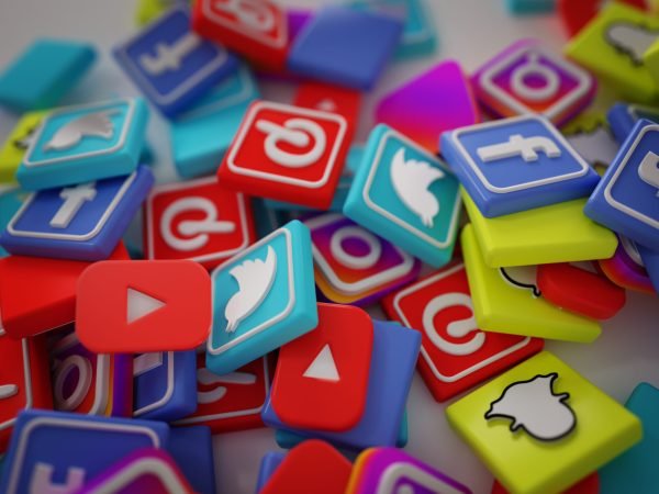 Pile of 3D Popular Social Media Logos